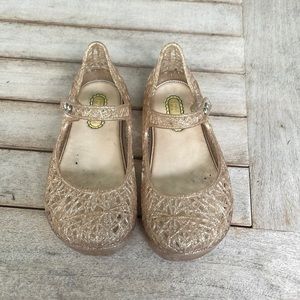 Size 8 gold glitter jelly sandals like the Melissa brand